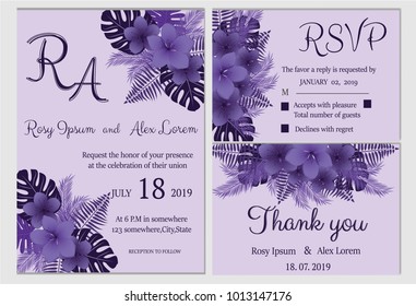 Vector set of invitation cards with flowers elements Wedding collection