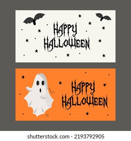 Vector set of invitation templates or posters for a Halloween party, vector illustration.