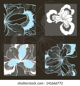 Vector set of  iris flowers. Decorative elements