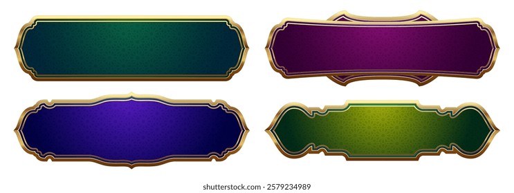 Vector set of Islamic gold banners with pattern