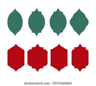 Vector Set of Islamic shape window frames in colorful, Eid Mubarak silhouette decorative arches,Moroccan mosque or gate borders ,Islamic frames, oriental style objects,Collection of vector traditional
