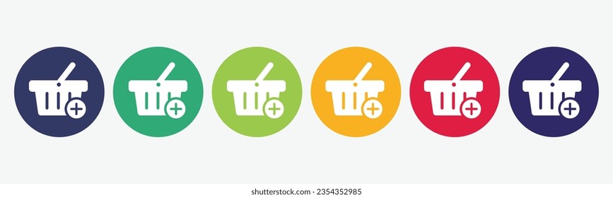 Vector set of isolated add to basket icon.