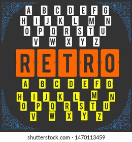Vector set of isolated alphabet letters typeface ABC fonts named Retro