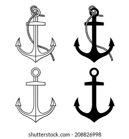 Vector set with isolated anchors. Black and white