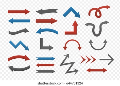 Vector set of isolated arrows on the transparent background.