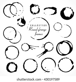 Vector set of isolated black stain ring. Vector illustration for your design