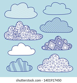 Vector set of isolated clouds