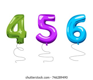 Vector set of isolated color balloons in the form of numbers