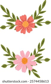 A vector set of isolated color elements. Perfect for invitations, greeting cards, or spring-themed decorations. Set of spring flowers.