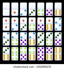 Vector set of isolated colored classic dominoes.