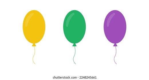 Conjunto vectorial de globos aislados y coloridos. Globos de colores. Estilo plano. 10 pasos