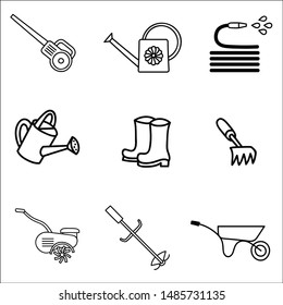 Vector set with isolated doodles on the theme of garden.