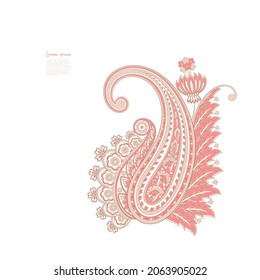 Vector set of isolated elements paisley, flowers and leaf for you own design