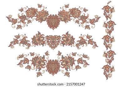 Vector set of isolated elements paisley, flowers and leaf for you own design