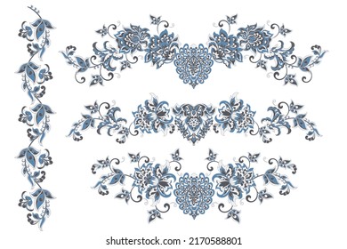 Vector set of isolated elements paisley, flowers and leaf for you own design