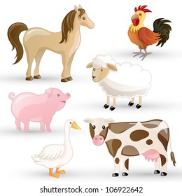 Vector Set of isolated Farm Animals