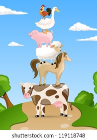 Vector Set of isolated Farm Animals