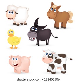 Vector Set of isolated Farm Animals