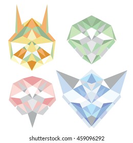 vector set of isolated geometric polygon forest animals