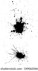Vector set isolated grunge blots splashed thick and long spread