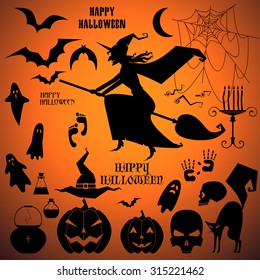 vector set with a Isolated halloween icon