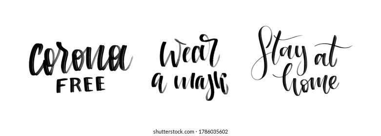 Vector set of isolated handwritten calligraphy of Coronavirus outbreak for decoration and covering on the white background.