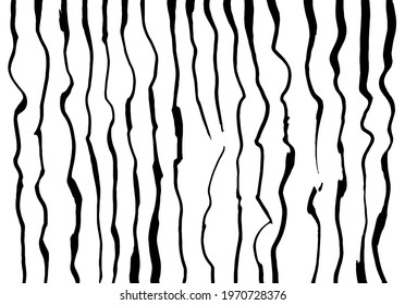 vector set of isolated horizontal irregular, jerky wavy lines in black on a white background. black and white texture of lines drawn by hand with a marker for the design template