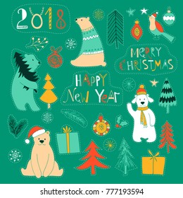 Vector set isolated illustratios-  great for stickers, embroidery, badges.