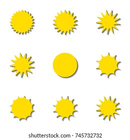 Vector set of isolated labels with starry edges. Space for text. 