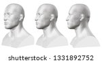 Vector set of isolated male busts of mannequins on white background. 3D. Male bust from different sides. Vector illustration