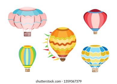 Vector set from isolated objects of different balloons on a transparent background