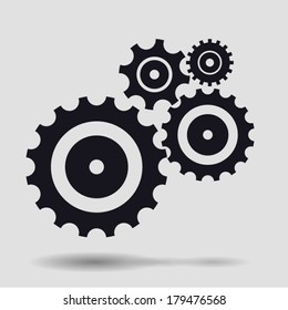 Vector set isolated on white. Gear, cog, sprocket, wheel