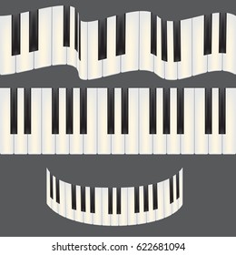 vector set of isolated piano keys. curved wave for your design