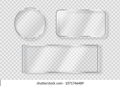 Vector set of isolated realistic glass billboard for decoration and covering on the transparent background.