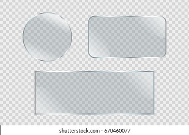 Vector set of isolated realistic glass billboards on the transparent background for decoration and covering.