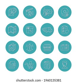 Vector set of isolated round icons for highlights and categories