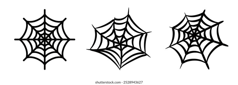 vector set of isolated spider webs