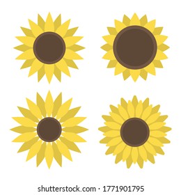 Vector set with isolated sunflowers.