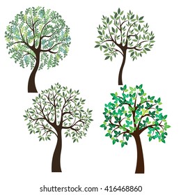 Vector set isolated tree nature illustration 