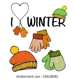 Vector set of isolated winter accessories