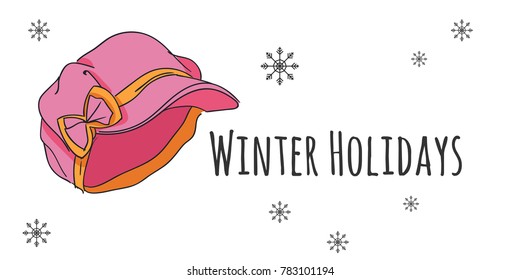 Vector set of isolated winter accessories. Color sketch.