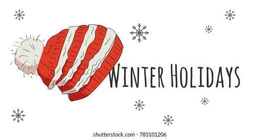 Vector set of isolated winter accessories. Color sketch.