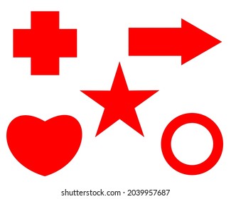 Vector set of isometric 2d geometric shapes.