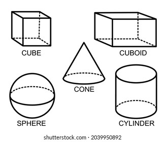 Vector set of isometric 3d geometric shapes. Draw tubes, spheres, cones, and isometric cubes