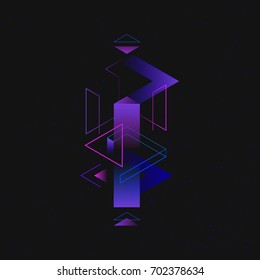 Vector set of isometric flat cubes constructor, abstract shapes and icons