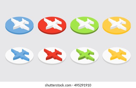 Vector set isometric icons with planes.Business aircraft .for the websites of airlines and travel companies.