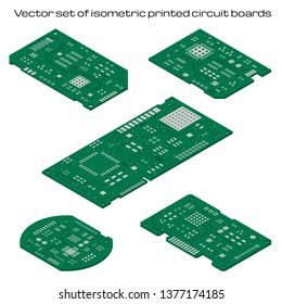 Vector Set Of Isometric Printed Circuit Boards