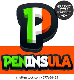 Vector set of Italian flag alphabet. File contains graphic styles available in Illustrator. Letter P