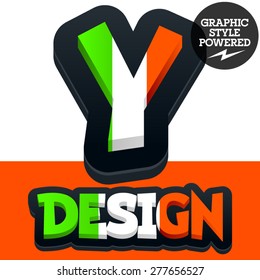 Vector set of Italian flag alphabet. File contains graphic styles available in Illustrator. Letter Y