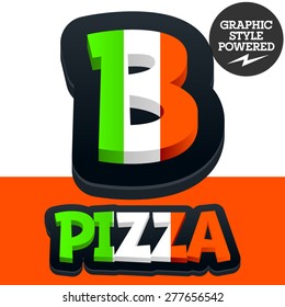 Vektorset des italienischen Fahnenalphabets. Die Datei enthält Grafikstile, die in Illustrator verfügbar sind. Buchstabe B